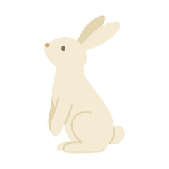Simple illustration of a white rabbit in profile

