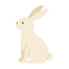 Illustration of a white rabbit sitting and looking forward


