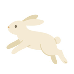 Obraz premium Illustration of a white rabbit jumping in side view