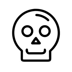 Fototapeta premium Minimal black line icon of a crystal skull with round eyes and a stylized shape, symbolizing mystery, magic, and ancient power. 