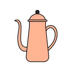 ドリップ用の細口コーヒーポットを描いたベクターイラスト｜白背景でシンプルなデザイン