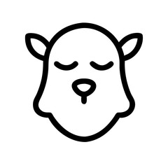 Minimal black outline icon of a calm animal face with closed eyes and ears, symbolizing spirit animals, inner peace, and intuitive guidance.

