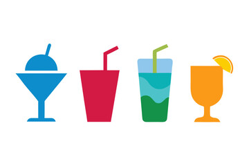 set of Drink icon silhouette vector illustration