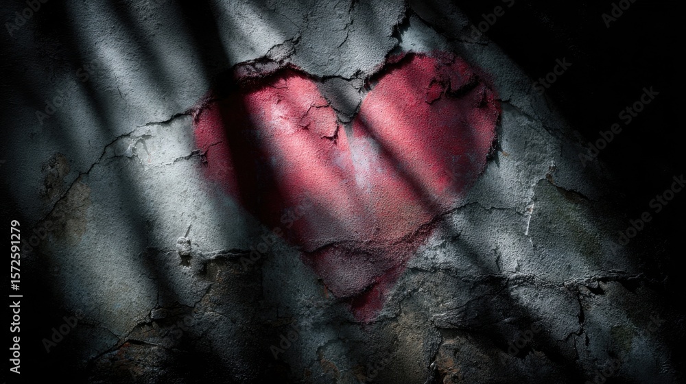 Poster a hauntingly beautiful image of a rugged grungestyle heart surrounded by shadows emphasizing the ten