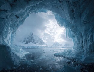 Ice cave vista, Antarctic landscape