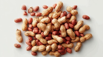 Peanuts in shells, light background
