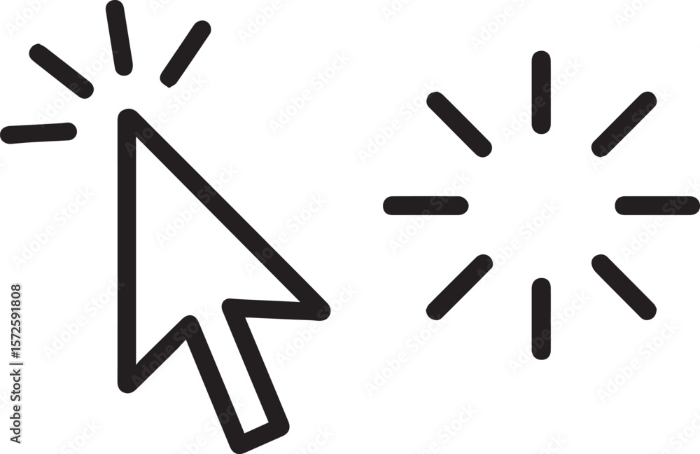 Fototapete mouse cursor click and loading icon for computer, mobile app, animation, or ui design. mouse pointer line art vector illustration. 