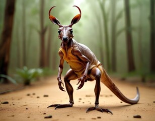 Hybrid animal between kangaroo and insect.