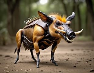 Hybrid animal between warthog and hornet.