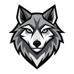 Gray wolf's head with striking eyes depicts a strong and fierce animal