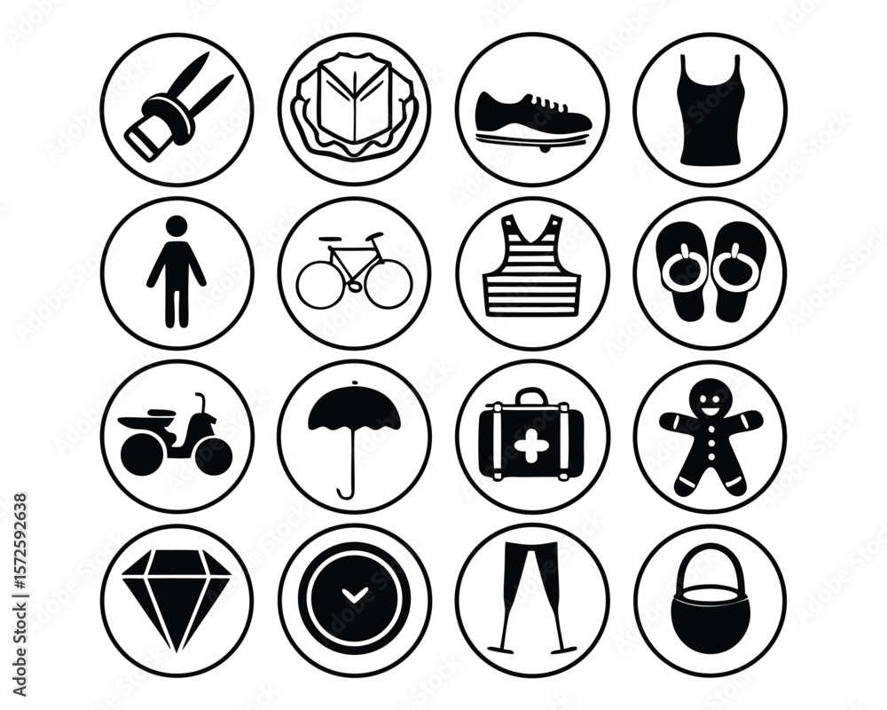 Aufkleber extensive icon collection featuring a wide range of lifestyle elements suitable for diverse design p