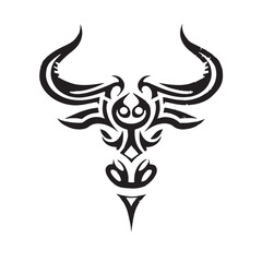 A vector illustration of a bull skull with horns, isolated on white, perfect as a symbol or tattoo design