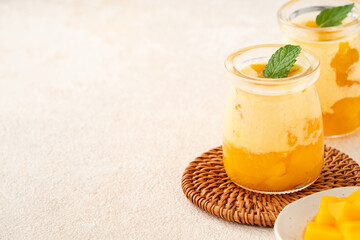 Mango Mousse Dessert in Glass Cups