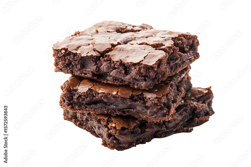 Poster brownies stacked neatly isolated on a transparent background