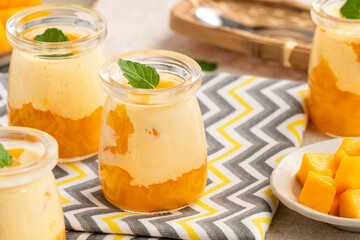 Mango Mousse Dessert in Glass Cups