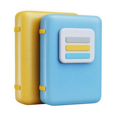 3d stacked folders with tabs isolated on transparent background