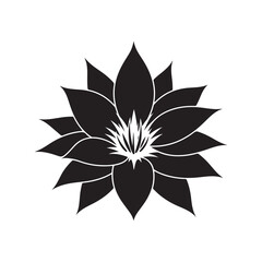 Black flower silhouette isolated on white background