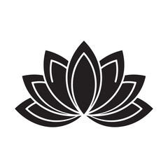Black lotus flower silhouette isolated on white background