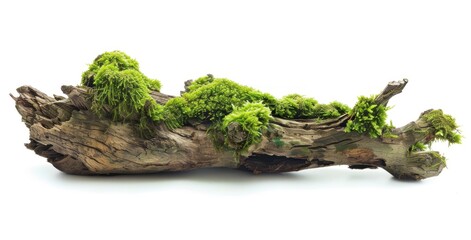 Mossy Woodland Relic: A Weathered Log Adorned with Lush Green Bryophytes