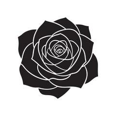 Rose silhouette isolated on white background