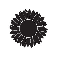 Sunflower silhouette isolated on white background