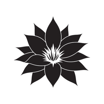 Black flower silhouette isolated on white background