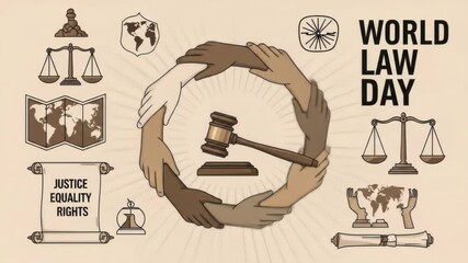 World Law Day: Unity, Justice, Equality, Rights, Global Celebration.