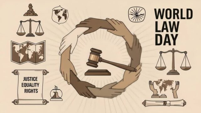 World Law Day: Unity, Justice, Equality, Rights, Global Celebration.
