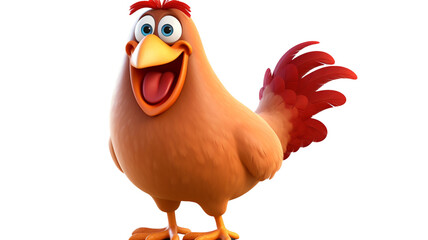 Cartoon rooster standing cheerfully with a bright expression against a transparent background. 
