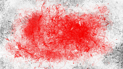 赤とダークグレーの抽象アートデザイン（白背景）｜ペンキ, インク, 抽象