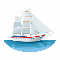 Sailing white ship in the sea