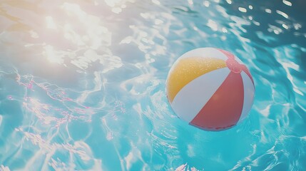 Beach Ball Floating in a Pool