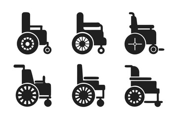 set of Disability Cart icon silhouette vector illustration