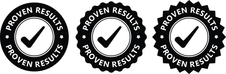 Proven Results Stamps with Check Mark | Guarantee Badges for Success & Verification
