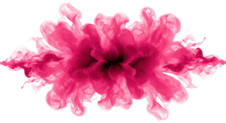 Abstract Pink Ink Cloud Explosion on White Background Fluid Motion.