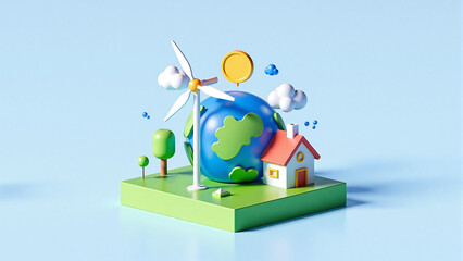 3D green renewable energy scene