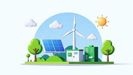 3D green renewable energy scene