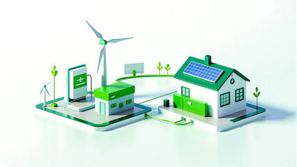 3D green renewable energy scene