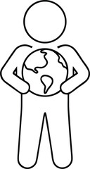 Carrying Earth Globe Icon. responsibility vector lllustration