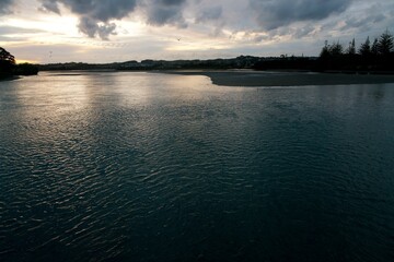 Orewa River at Dusk with Reflections and Evening Light