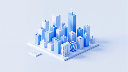3D blue digital city