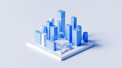 3D blue digital city