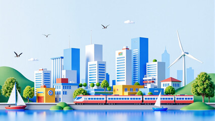 3D green urban agglomeration scene