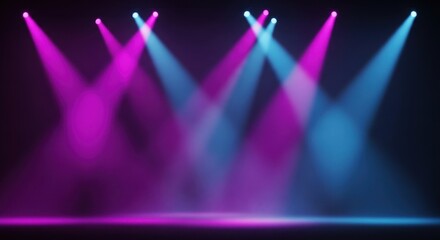 Stage spotlights with pink and blue beams