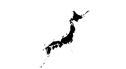 Silhouette of Japan Map Black Outline on White Background for Geography and Travel