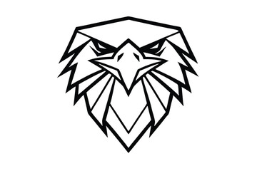 Striking black and white geometric rendering captures the fierce head of an eagle powerfully