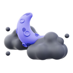 crescent moon at night 3d illustration