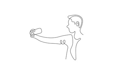 One continuous line art of smart vector illustration Smartphone one line  drawing art
