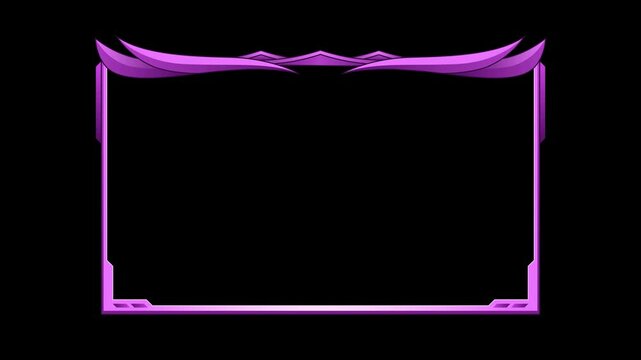 Purple webcam with wings on top for streaming border on transparent background. Animation Border gaming overlay