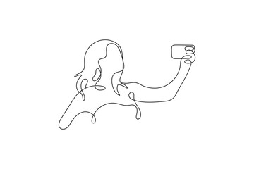 One continuous line art of smart vector illustration Smartphone one line  drawing art
